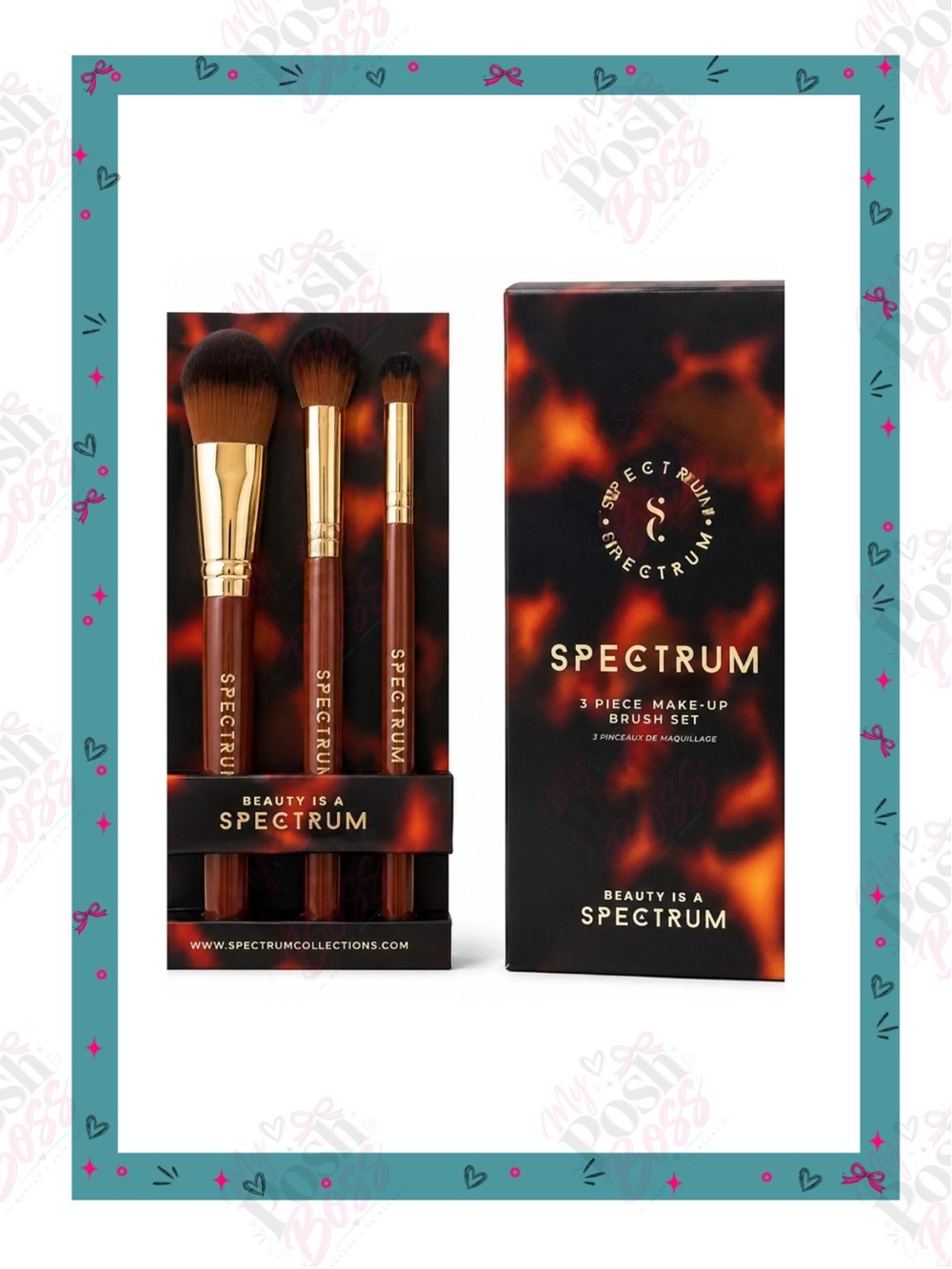 2/$40 Spectrum 3 Piece Make-Up Brush Set - BNIB